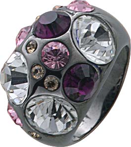 Ring aus Silber Sterlingsilber 925/-, schwarz rhodiniert, mit 16 bunte Zirkonia besetzt, Ringkopf ca. 16,0 mm breit und 8,3 mm breit, Ringschiene ca. 4,8 mm breit und 1,5 mm stark, erhältlich in den Größen 16 und 18 mm. Spitzenqualität zum Schnäppchenprei