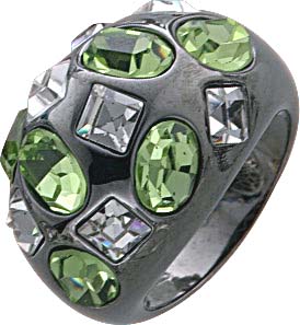 Ring aus Silber Sterlingsilber 925/-, schwarz rhodiniert, mit 16 bunte Zirkonia besetzt, Ringkopf ca. 16,0 mm breit und 8,3 mm breit, Ringschiene ca. 4,8 mm breit und 1,5 mm stark, erhältlich in den Größen 16 – 19 mm. Spitzenqualität zum Schnäppchenpreis