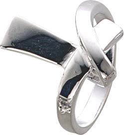 Designer Ring aus Silber Sterlingsilber 925/-, Ringkopf in der Form eines Bandes, das zusammengeknotet wird, hochglanzpoliert und rhodiniert (Weißgoldlook), Ringschiene ca. 2,7 mm breit und 1,4 mm stark, Ringkopf ca. 20,4x 13,3 mm groß. Absolute Spitzenqu