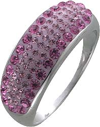 Ring aus Silber Sterlingsilber 925/-, rosa emailliert und mit rosafarbenen Kristallstrasssteinen besetzt, Ringkopfgröße ca. 20,1×8,2 mm, schmallste Stelle der Ringschiene: 2,8 mm breit und 1,2 mm stark, in den Größen 16-20 mm erhältlich. Ein absoluter Hin
