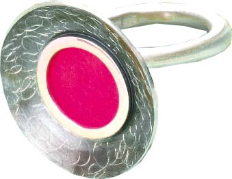Filzis Ring 04261002 aus 925/- Silber Sterlingsilber oxidiert grau schwarz, , schimmert grau, mit 17 austauschbaren Farben, Grössen M 17-18mm dehnbar, L 18-19mm dehnbar