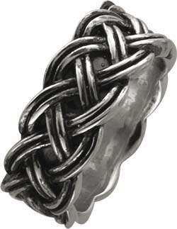 Ring aus Silber Sterlingsilber 925/-, teilweise schwarz rhodiniert, in Flechtoptik, ca. 9,4 mm breit und 2,6 mm stark. Spitzenqualität zum Schnäppchenpreis aus dem Hause Abramowicz, dem Juwelier Ihres Vertrauens, in Stuttgart seit 1949