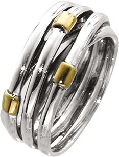 Ring aus echtem Silber Sterlingsilber 925/-  . Breite ca 8mm, hochglanz poliert, teilweise vergoldet. Im angesagten PANDORA Style und passend für Ihren Sammelsysteme.Premiumqualität von Deutschlands größtem Schmuckhändler Abramowicz aus Stuttgart