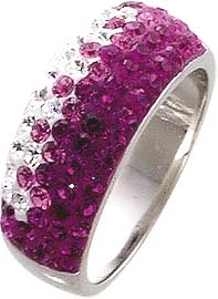 Ring in Silber Sterlingsilber 925/- weiße und lilafarbene Kristallstrassteine