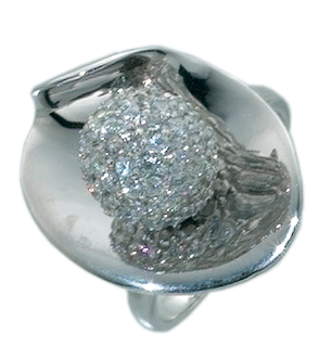 Ring aus echtem Silber Sterlingsilber 925/- mit ca. 110 weißen funkelnden Zirkoniasteinen, Ø ca. 23mm. Die Oberfläche ist rhodiniert und poliert. Zum Schnäppchenpreis von Deutschlands größtem Schmuckhändler Abramowicz aus Stuttgart.