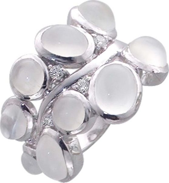 Weißer Mondstein Ring Sterling Silber 925 Zirkonia Edelsteinschmuck
