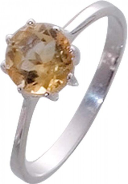Ring in echtem Silber Sterlingsilber 925 und einem echtem Citrin Durchmesser des Steins ca. 7mm der Ring ist hochglanzpoliert und rhodiniert ein echtes Schmuckstück. Ring erhältlich in den Größen 16-20mm in feiner Juweliersqualität vom Schmuckprofi Abramo