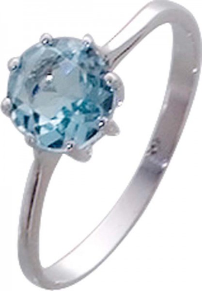Ring in echtem Silber Sterlingsilber 925 und einem echtem Blautopas Steingröße ca. 7mm Durchmesser der Ring ist hochglanzpoliert und rhodiniert ein echtes Schmuckstück.Ring erhältlich in den Größen 16-20mm in feiner Juweliersqualität vom Schmuckprofi Abra