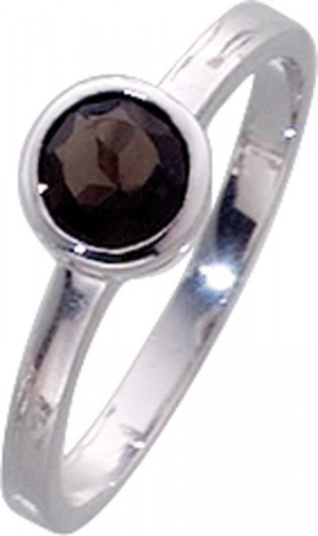 Ring in Silber Sterlingsilber 925/- mit gleichbleibender Ringschiene und einem Rauchquarz, Durchmesser 5mm.  Zum Schnäppchenpreis aus dem Hause Abramowicz – Schmuckverkauf in Premiumqualität seit 1949
