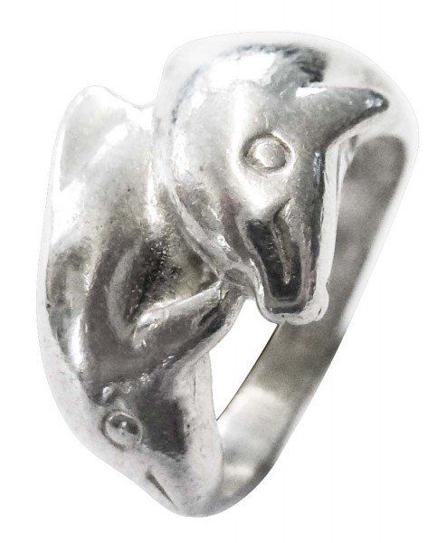 Verspielter Ring in Größe 16,2 mm aus echtem Silber Sterlingsilber 925/-, mit Delphinmotiv. Ringkopfbreite ca. 12 mm. Ein Einzelstück zu einem unschlagbaren Preis in Premiumqualität von Ihrer Nr. für Gold und Silber in Stuttgart