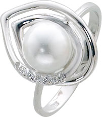 Märchenhafter Ring aus echtem Silber Sterlingsilber 925/-, poliert, besetzt mit einer synthetischen Perle und funkelnden Zirkonia. Durchmesser der Perle 8mm, Ringkopf 19mm, Breite der Ringschiene 2mm. Zum absoluten Preisknüller – ABRAMOWICZ – der Schmuckh