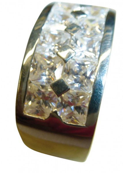Ring, wunderschöner Ring in Silber Sterlingsilber 925/- poliert in Größe 20mm, verziert mit 10 funkelnde Zirkonia, Maße Breite 11mm Stärke 3,7mm ,In Premiumqualität von Deutschland günstigstem und größtem Schmuckverkäufer, Ihrem Vertrauensjuwelier aus Stu